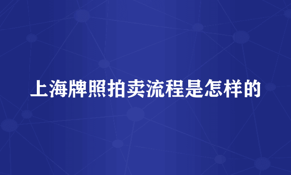 上海牌照拍卖流程是怎样的