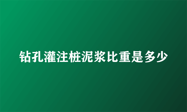 钻孔灌注桩泥浆比重是多少