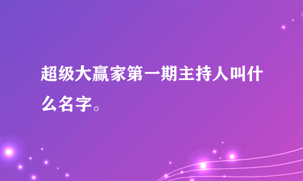 超级大赢家第一期主持人叫什么名字。