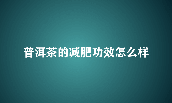 普洱茶的减肥功效怎么样