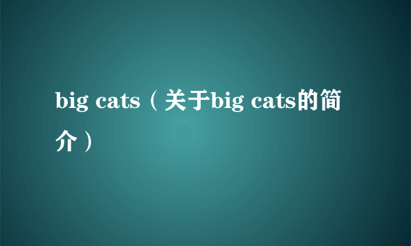 big cats（关于big cats的简介）