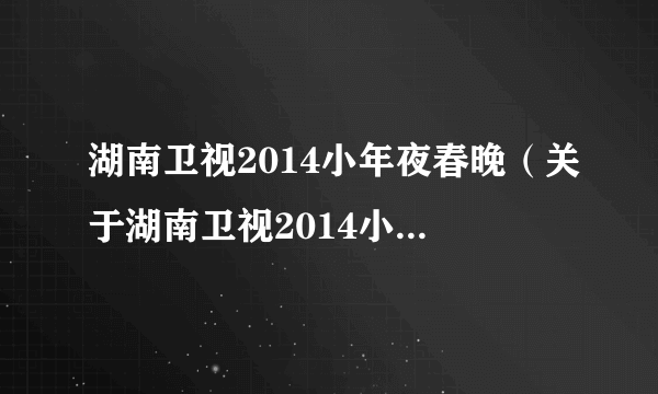 湖南卫视2014小年夜春晚（关于湖南卫视2014小年夜春晚的简介）