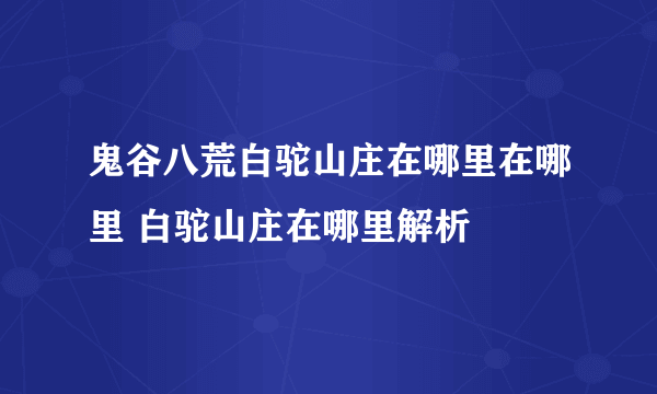 鬼谷八荒白驼山庄在哪里在哪里 白驼山庄在哪里解析