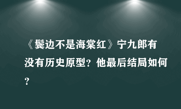 《鬓边不是海棠红》宁九郎有没有历史原型？他最后结局如何？