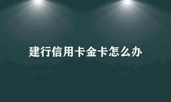 建行信用卡金卡怎么办