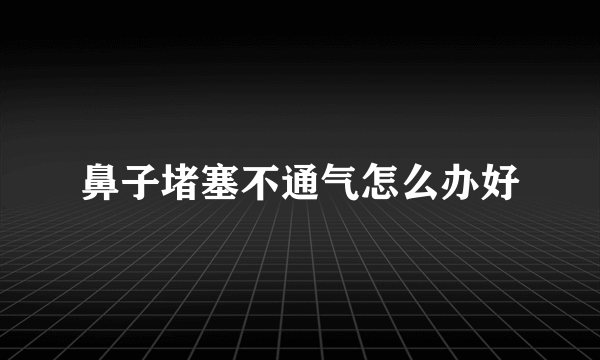 鼻子堵塞不通气怎么办好