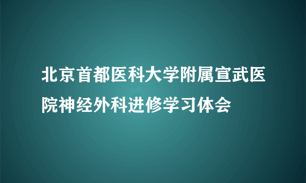 北京首都医科大学附属宣武医院神经外科进修学习体会