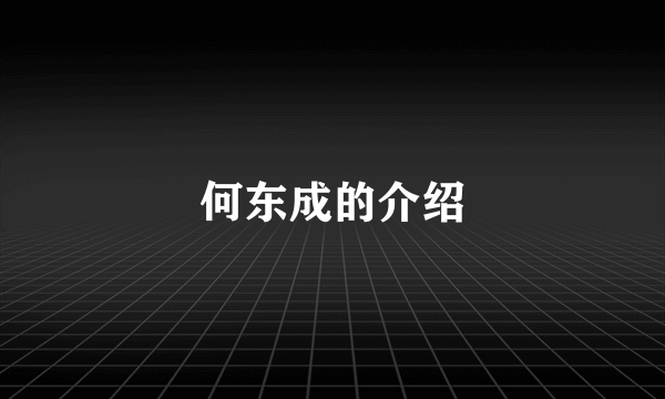 何东成的介绍