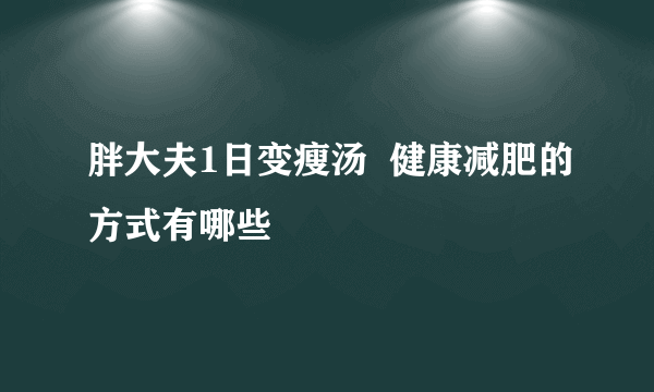 胖大夫1日变瘦汤  健康减肥的方式有哪些