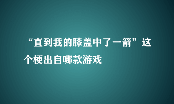 “直到我的膝盖中了一箭”这个梗出自哪款游戏