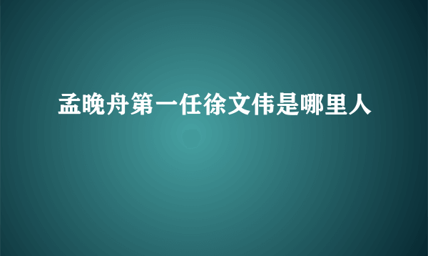 孟晚舟第一任徐文伟是哪里人