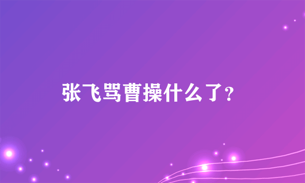 张飞骂曹操什么了？