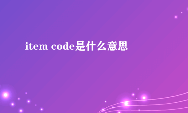 item code是什么意思