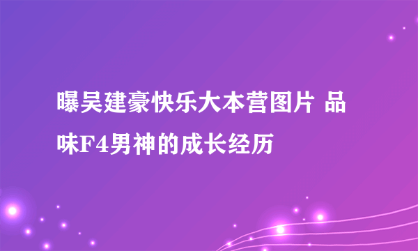 曝吴建豪快乐大本营图片 品味F4男神的成长经历