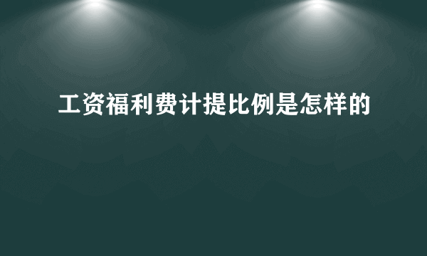 工资福利费计提比例是怎样的