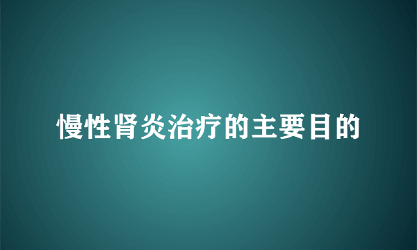 慢性肾炎治疗的主要目的