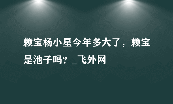 赖宝杨小星今年多大了，赖宝是池子吗？_飞外网