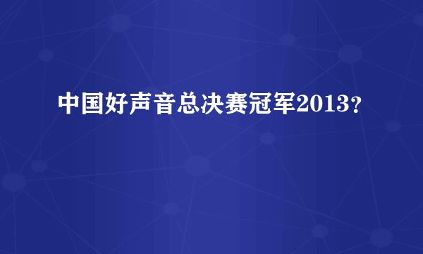 中国好声音总决赛冠军2013？