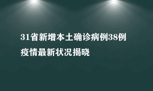 31省新增本土确诊病例38例 疫情最新状况揭晓