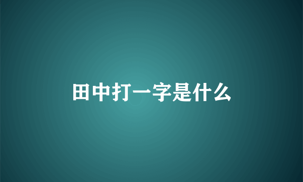 田中打一字是什么