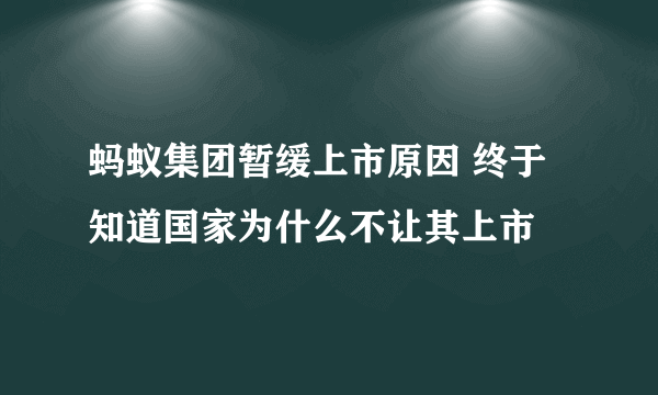 蚂蚁集团暂缓上市原因 终于知道国家为什么不让其上市