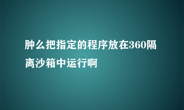 肿么把指定的程序放在360隔离沙箱中运行啊