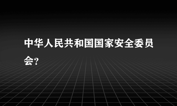 中华人民共和国国家安全委员会？