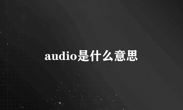 audio是什么意思