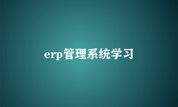 erp管理系统学习