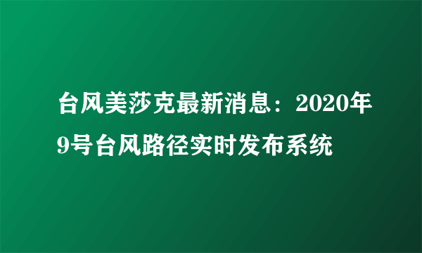 台风美莎克最新消息：2020年9号台风路径实时发布系统