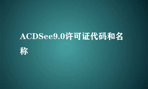 ACDSee9.0许可证代码和名称