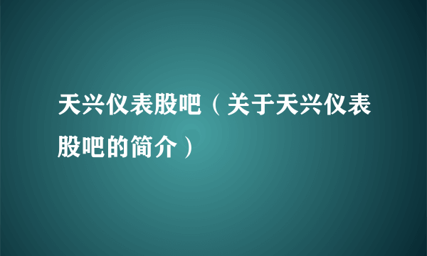 天兴仪表股吧（关于天兴仪表股吧的简介）