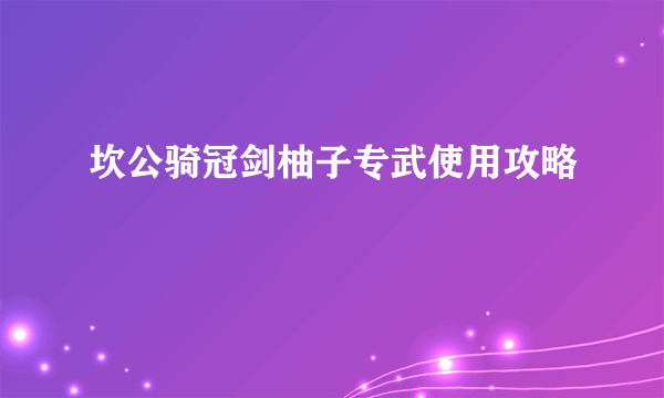 坎公骑冠剑柚子专武使用攻略