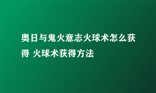 奥日与鬼火意志火球术怎么获得 火球术获得方法