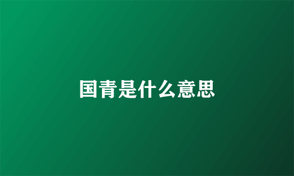 国青是什么意思