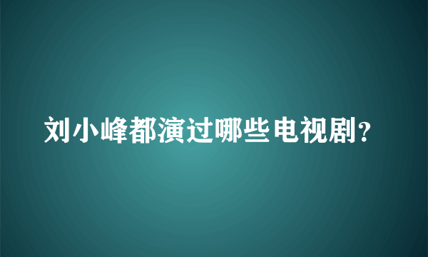 刘小峰都演过哪些电视剧？