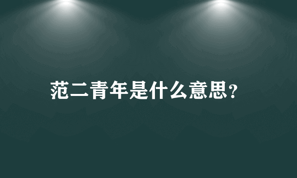 范二青年是什么意思？