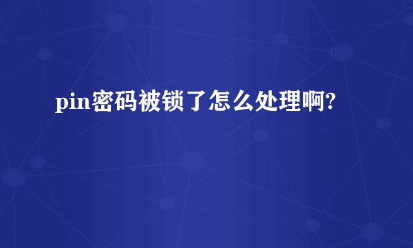 pin密码被锁了怎么处理啊?