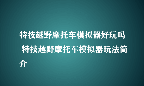 特技越野摩托车模拟器好玩吗 特技越野摩托车模拟器玩法简介