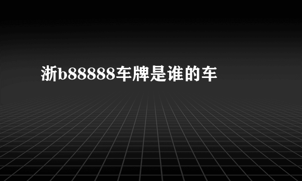 浙b88888车牌是谁的车