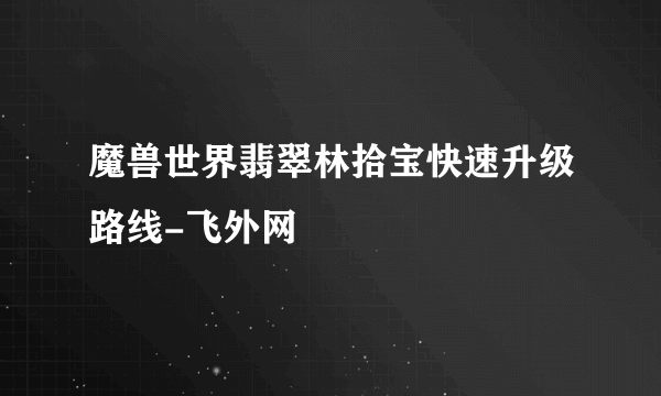 魔兽世界翡翠林拾宝快速升级路线-飞外网