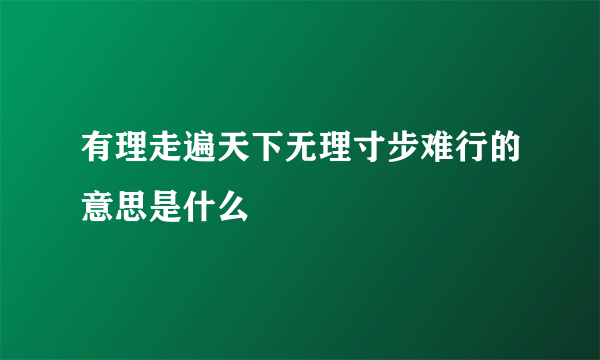 有理走遍天下无理寸步难行的意思是什么