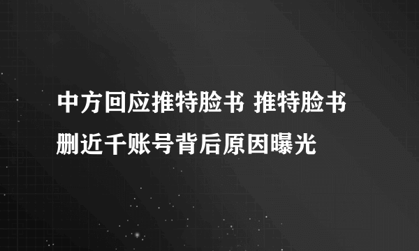 中方回应推特脸书 推特脸书删近千账号背后原因曝光