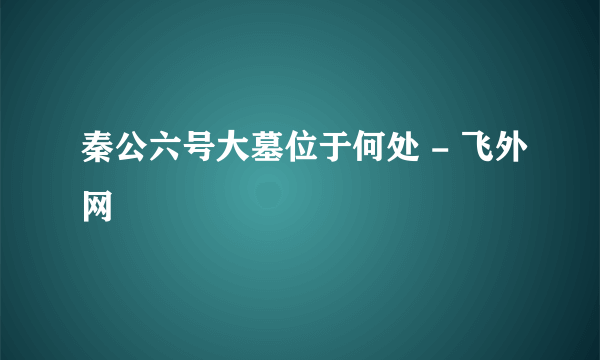 秦公六号大墓位于何处 - 飞外网