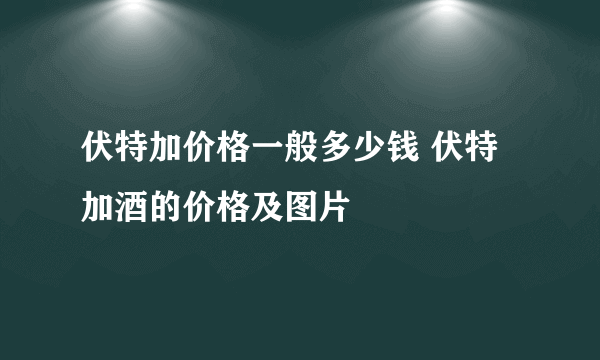 伏特加价格一般多少钱 伏特加酒的价格及图片