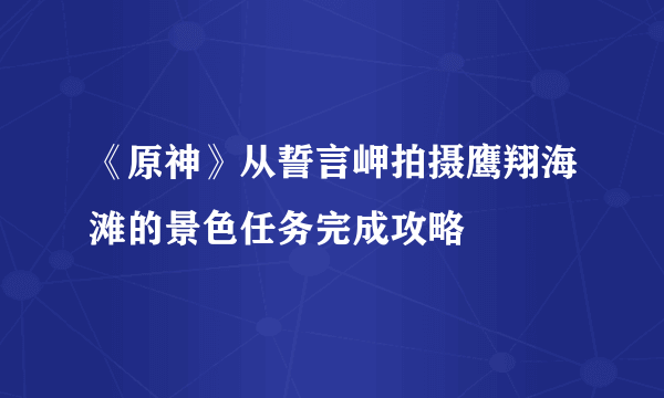 《原神》从誓言岬拍摄鹰翔海滩的景色任务完成攻略