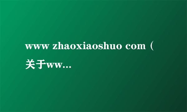 www zhaoxiaoshuo com（关于www zhaoxiaoshuo com的简介）