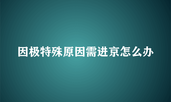 因极特殊原因需进京怎么办