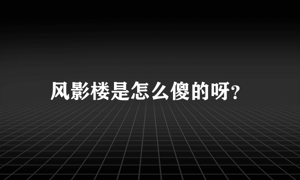 风影楼是怎么傻的呀？