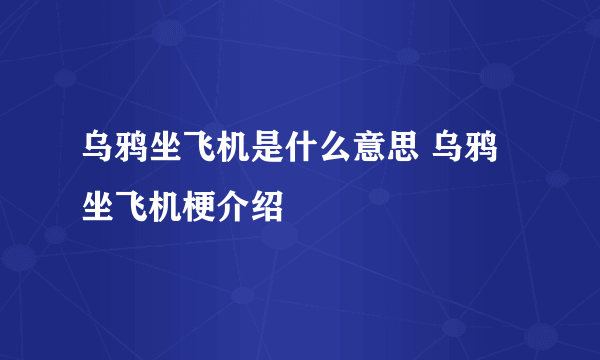 乌鸦坐飞机是什么意思 乌鸦坐飞机梗介绍